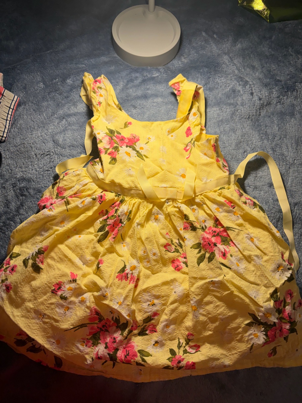 Girls' Yellow Floral Sundress with Pink Bloom Accents